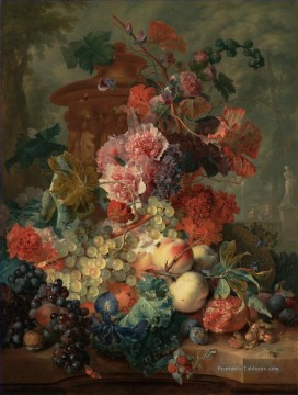 Fleur classiques œuvres - Fruit piece avec des sculptures Jan van Huysum fleurs classiques